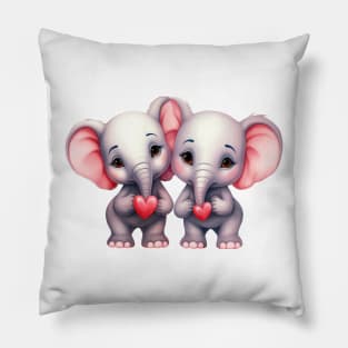 Valentine Elephant Couple Pillow