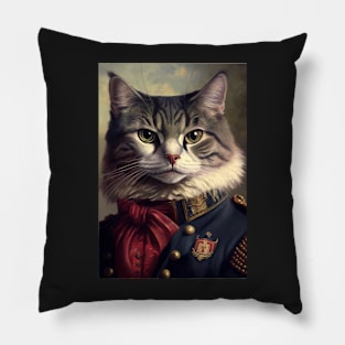 A Distinguished cat portrait wearing a royal suit Pillow