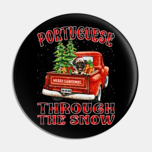 Christmas Pug Through The Snow Dog Santa Truck Tree Pin