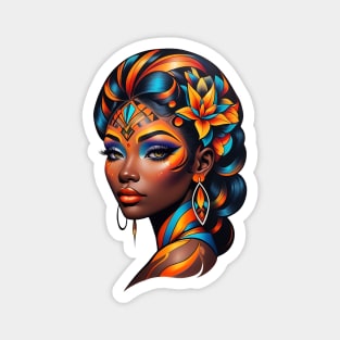 Black Woman Tribal Art retro vintage tattoo design Magnet