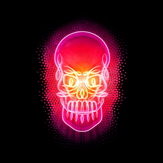 Psychedelic Celtic Neon Glowing Skull by Ricardo77