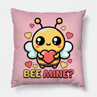 Bee Mine! Cute Valentines Day Bee Pun Pillow