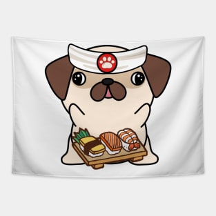 Sushi Chef Pug Tapestry