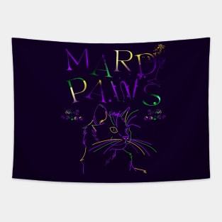 party cat mardi gras paws Tapestry