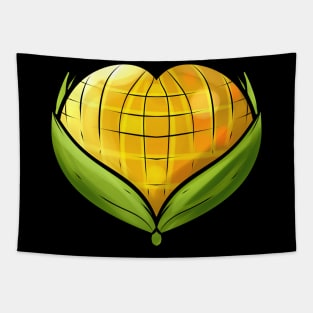 Corn On the Cob In Heart Shape - Vegetarian - Go Vegan Tapestry