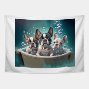 French Bulldog Puppies in Bubble Bath Tapestry