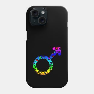 Mars Planet Symbol in Dark Rainbow Leopard Print Phone Case