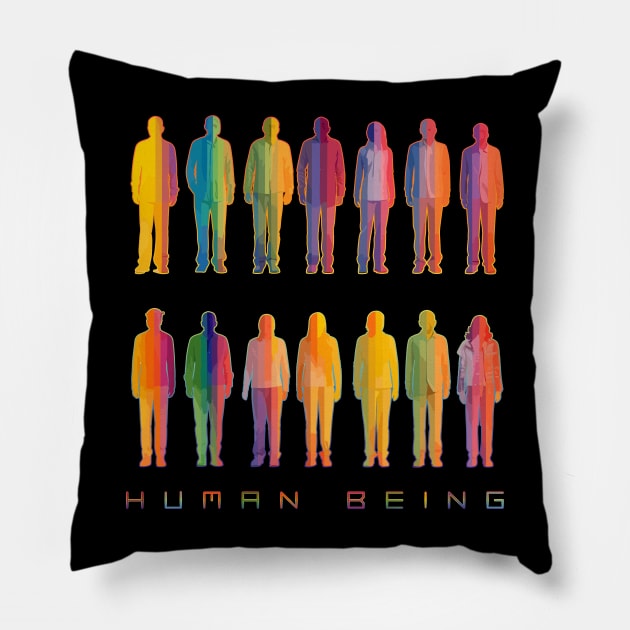 Human Beings Rainbow Silhouette Pillow by DanielLiamGill