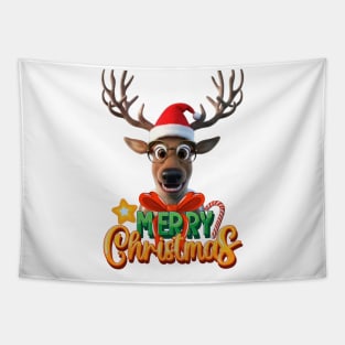 Santa's Reindeer: Festive Merry Christmas Design Tapestry