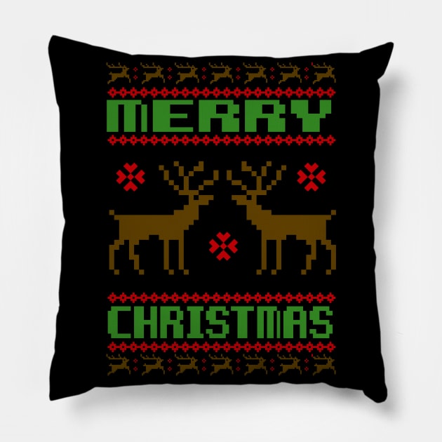 Ugly Sweater Deer - Funny Christmas Pillow by igzine