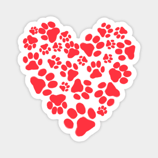 Dog or Cats Paw Prints Heart | Pet Lover Valentine Magnet