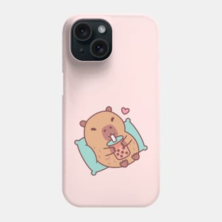 Cute Capybara Chilling And Drinking Bubble Tea Phone Case