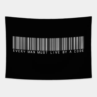 Every man must live by a CODE barcode Tapestry