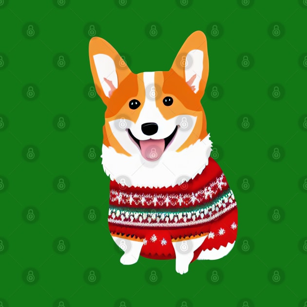 Corgi with Christmas Sweater by nicecorgi