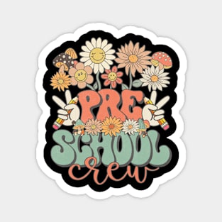 Preschool Crew Retro Groovy Daisy Back To School Funny Teacher Girls Magnet