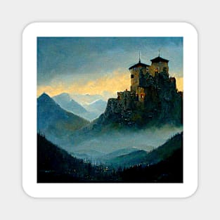 Castle in the misty peaks IV Magnet