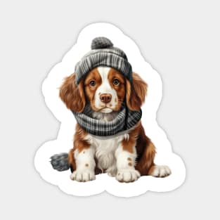 Winter Brittany Dog Magnet