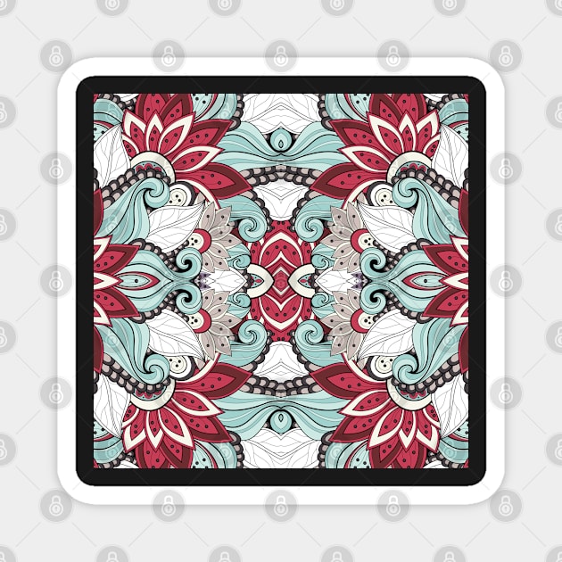 Ethnic Pattern with Mosaic Floral Motif Magnet by lissantee