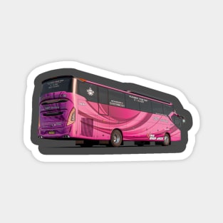 pink double decker bus Magnet