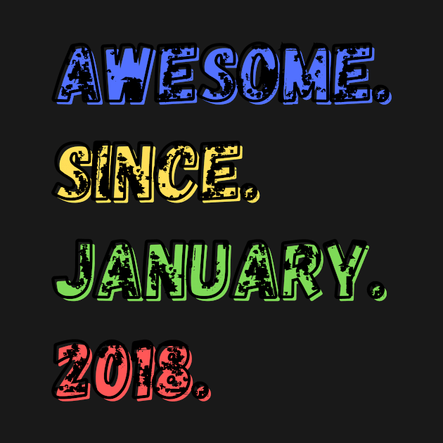 Awesome. Since. January. 2018. Shirt by LBAM, LLC