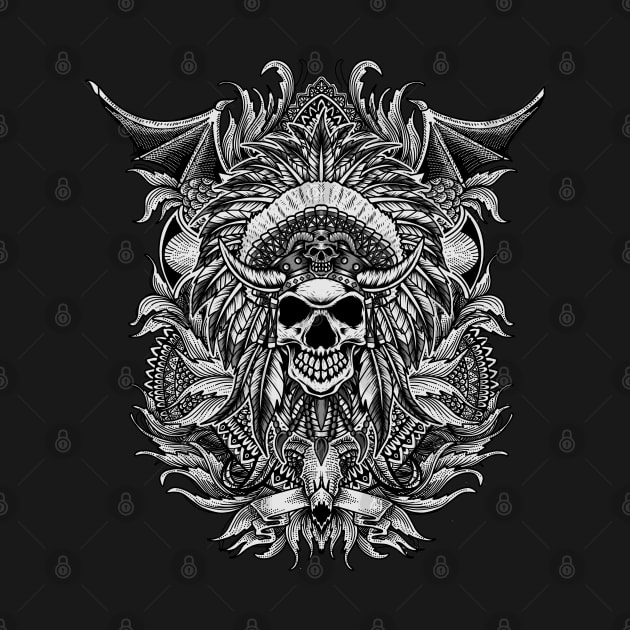 Indian Skull tribal art by Pixel Poetry