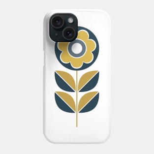 Retro Geometric Flower 5 in Navy Blue and Mustard Yellow Phone Case