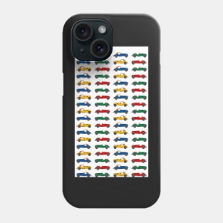 Morgan Plus Four cars in Red, Yellow, Blue and Green Phone Case