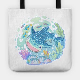 cute whale shark cartoon character design Tote