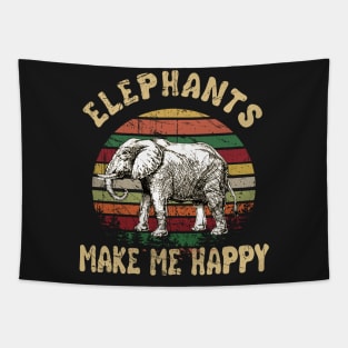 Elephants Make Me Happy T-shirt Retro Vintage Styl Tapestry