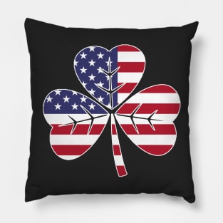 Irish American Pride - Shamrock with American Flag (stars and stripes) Pillow