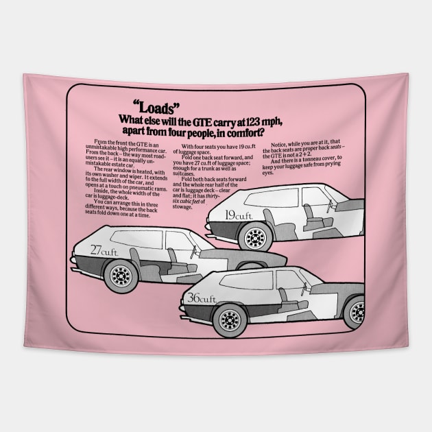 RELIANT SCIMITAR GTE - advert Tapestry by Throwback Motors