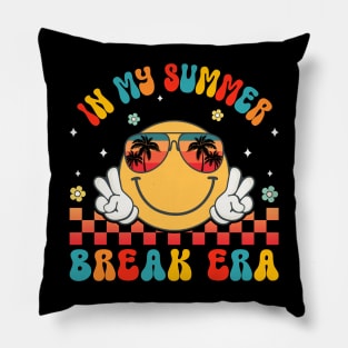 In My Summer Break Era Groovy Smile Face Summer Break Pillow