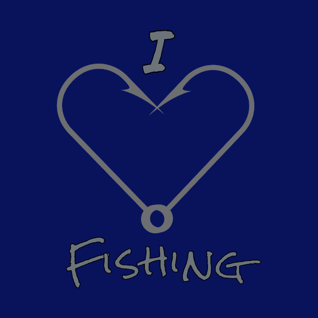 I Love Fishing Fish Hook Heart by Bunnuku