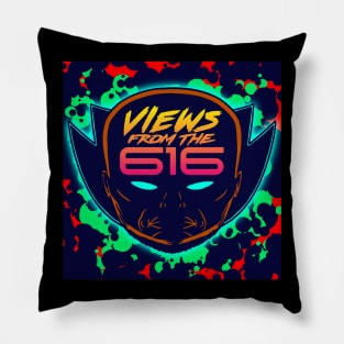 FRONT & BACK Green & Red Views From The 616 Logo Pillow