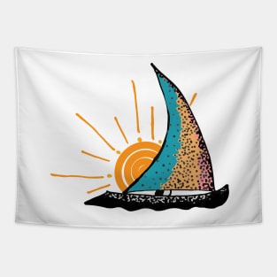 Sailboat and Sun Tapestry