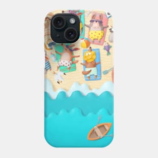 Cute dog friends chilling on the beach. Phone Case