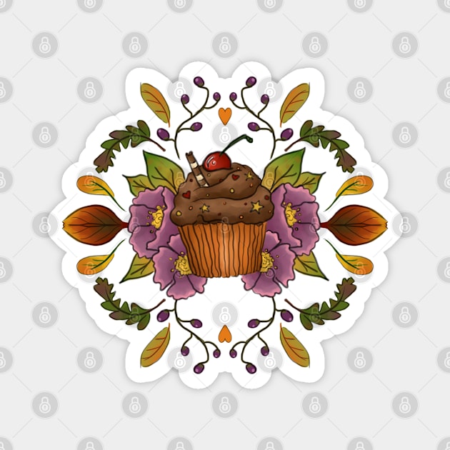 Autumnal chocolate cupcake Magnet by Wieskunde