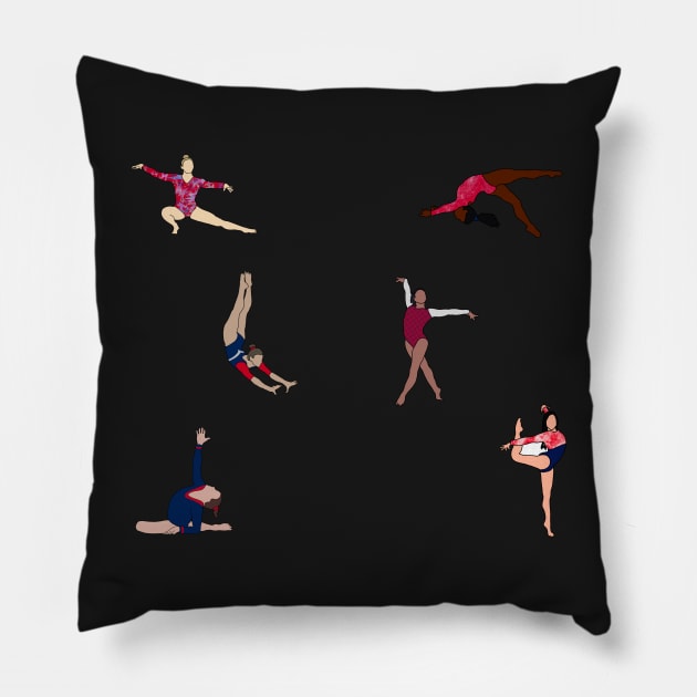 USA Women’s Gymnastics Sticker Pack Pillow by GrellenDraws