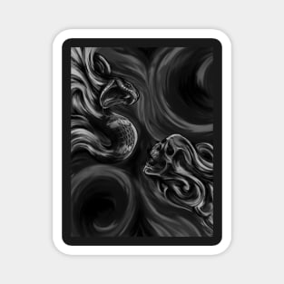 Skull & Snake (b&w) Magnet