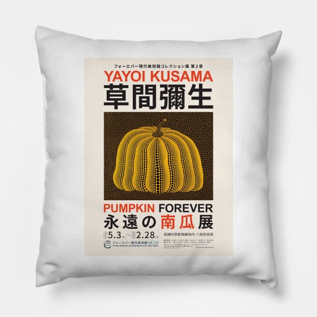 Yayoi Kusama Pumpkin Forever Exhibition Pillow by VanillaArt