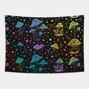 Mushroom Moon Pattern in Rainbow Tapestry