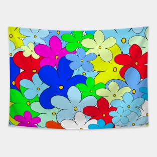 Multi Pastel Color Cartoon Flower Tapestry