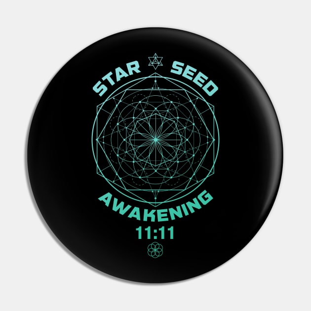 Starseed Awakening 11:11 Sacred Geometry Pin by LadyMoldavite