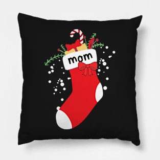 Christmas Stocking With Mom Label Pillow