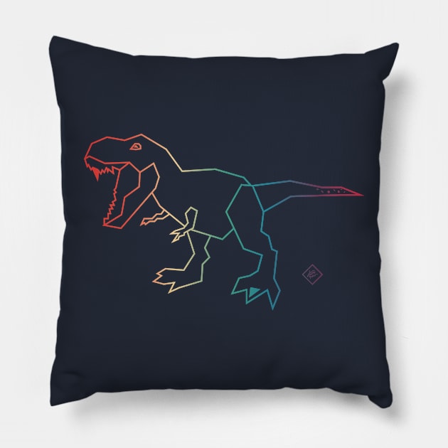 T-Rex Rainbow Dinosaur Trex Pillow by Kirovair