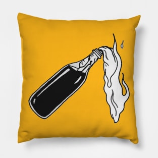 Molotov Cocktail Black White Pillow