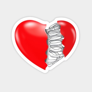 Broken heart, red heart rib cage Magnet