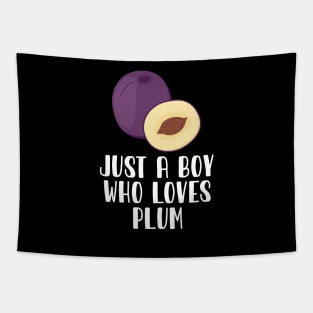 Just A Boy Who Loves plum Tapestry