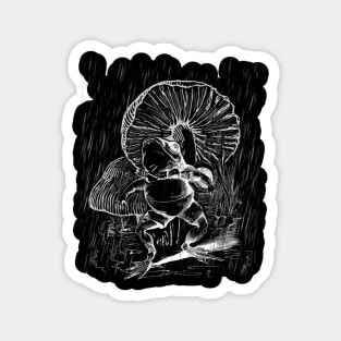 Frog under a mushroom umbrella graphic Magnet