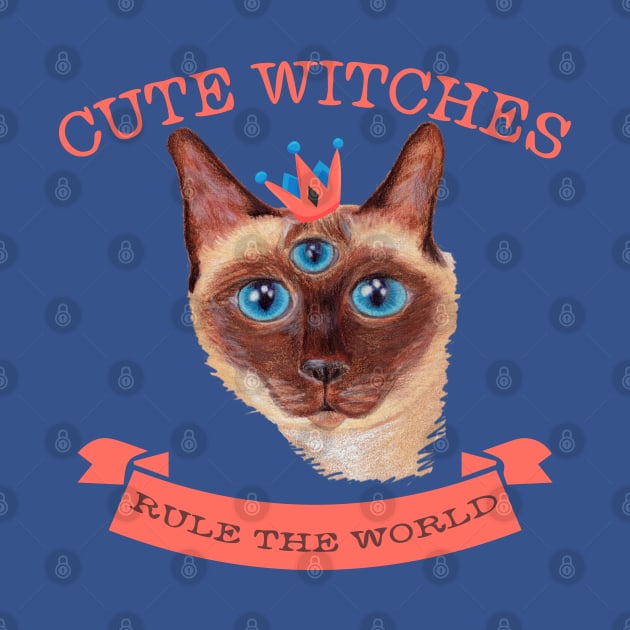 Cute Witches rule the world three eyed cat by tatadonets